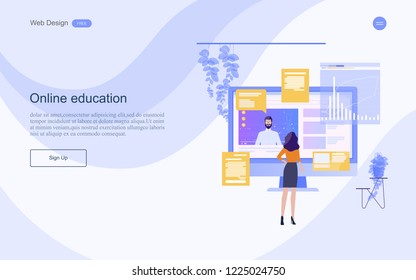 Modern flat design concept of  education for website and landing page template.Online education, training and courses, learning, Vector illustration.