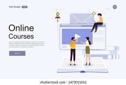 Modern flat design concept of education for website banner and landing page template.Online education, training and courses, learning. Vector illustration.