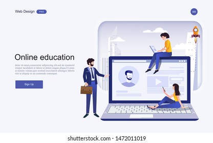 Modern flat design concept of education for website banner and landing page template.Online education, training and courses, learning. Vector illustration.