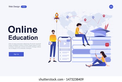 Modern flat design concept of education for website banner and landing page template.Online education, training and courses, learning. Vector illustration.
