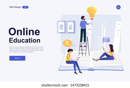 Modern flat design concept of education for website banner and landing page template.Online education, training and courses, learning. Vector illustration.