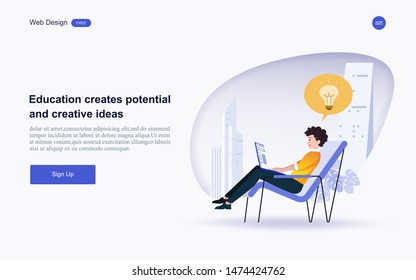 Modern flat design concept of education for website banner and landing page template.Online education, training and courses, learning. Vector illustration.