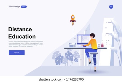 Modern flat design concept of education for website banner and landing page template.Online education, training and courses, learning. Vector illustration.