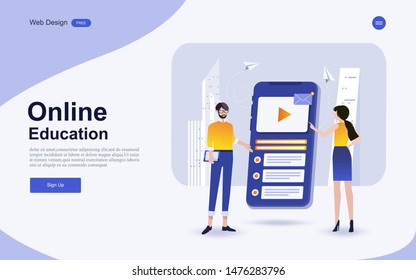 Modern flat design concept of education for website banner and landing page template.Online education, training and courses, learning.Vector illustration.