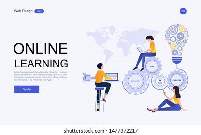 Modern Flat Design Concept Of Education For Website Banner And Landing Page Template.Online Education, Training And Courses, Learning. Vector Illustration.