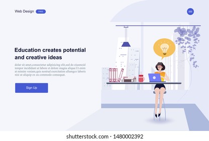 Modern flat design concept of education for website banner and landing page template.Online education, training and courses, learning. Vector illustration.