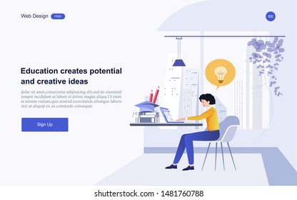 Modern flat design concept of education for website banner and landing page template.Online education, training and courses, learning. Vector illustration.