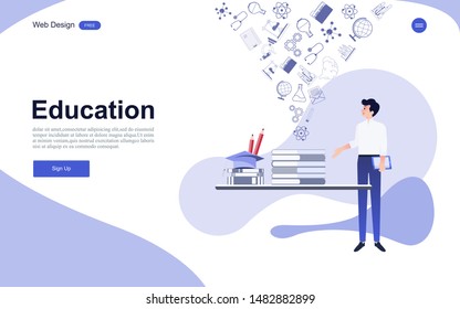 Modern flat design concept of education for website banner and landing page template.Online education, training and courses, learning. Vector illustration.