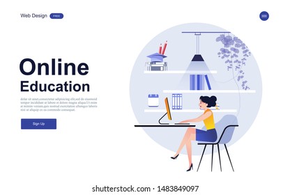 Modern flat design concept of education for website banner and landing page template.Online education, training and courses, learning. Vector illustration.