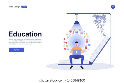 Modern flat design concept of education for website banner and landing page template.Online education, training and courses, learning. Vector illustration.