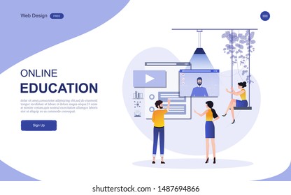 Modern flat design concept of education for website banner and landing page template.Online education, training and courses, learning. Vector illustration.