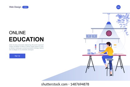 Modern flat design concept of education for website banner and landing page template.Online education, training and courses, learning. Vector illustration.