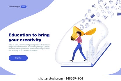 Modern flat design concept of education for website banner and landing page template.Online education, training and courses, learning. Vector illustration.