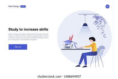 Modern flat design concept of education for website banner and landing page template.Online education, training and courses, learning. Vector illustration.