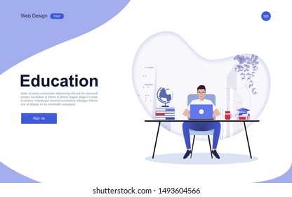 Modern flat design concept of education for website banner and landing page template.Online education, training and courses, learning. Vector illustration.