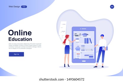 Modern flat design concept of education for website banner and landing page template.Online education, training and courses, learning. Vector illustration.