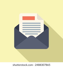 Modern flat design concept of envelope with letter icon with shadows on a yellow background
