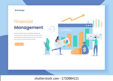 Modernes flaches Design-Konzept für das Finanzmanagement. Dieses Design kann für Websites, Landingpages, UI, mobile Anwendungen, Poster, Banner, Banner verwendet werden