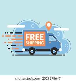 Modern flat design concept of free shipping with.