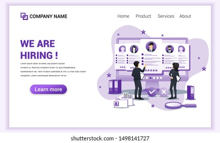 Modern Flat design concept of Hiring and online recruitment with characters process choice a resume. Can use for banner, business, content strategy, landing page, web design. Flat vector illustration