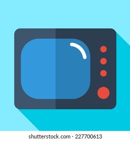 Modern flat design concept icon monitor  tv. Vector illustration.