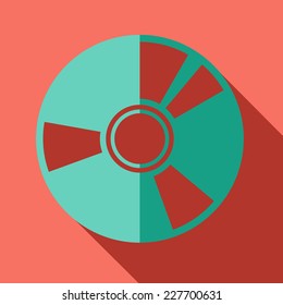 Modern flat design concept icon. CD or DVD computer disk diskette.  Vector illustration.