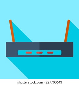 Modern flat design concept icon Wi-Fi router Wireless. Vector illustration.