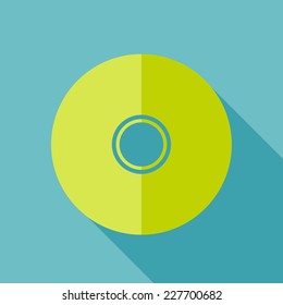 Modern flat design concept icon. CD or DVD computer disk diskette.  Vector illustration.