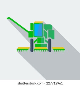 Modern flat design concept icon combine harvester. Vector illustration.