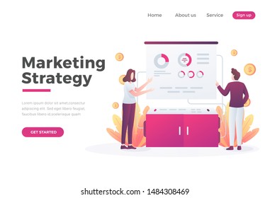 Modern flat design concept Illustration of Marketing Strategy Landing page . Landing page template. Vector illustration