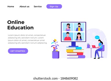 Modern flat design concept Illustration of Online Education Landing page