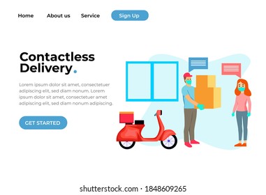 Modern flat design concept Illustration of Contactless Delivery Landing page