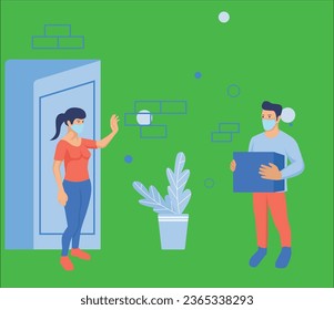 modern flat design concept illustration of contactless 