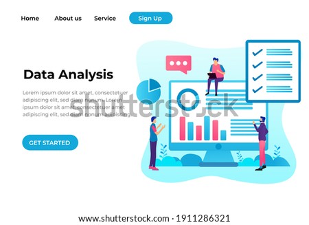 Modern flat design concept Illustration of Data Analysis Landing page. Vector illustration