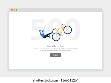 Modern flat design concept of man falls from the bicycle for website and mobile website. empty states page template