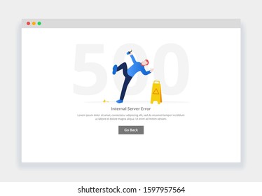 Modern flat design concept of man falling next to wet floor sign for website and mobile website. empty states page template