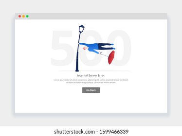 Modern flat design concept of Man gets blown away by a storm for website and mobile website. empty states page template