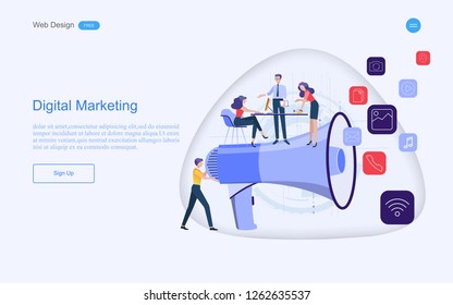 Modern flat design concept of marketing for banner and website, landing page template. Content strategy and management,analysis, development Vector illustration.