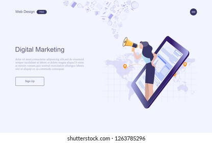 Modern flat design concept of marketing for banner and website, landing page template. Content strategy and management,analysis, development Vector illustration.