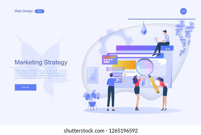 Modern flat design concept of marketing for banner and website templates Strategy and content management, analysis including marketing promotion, vector illustration.