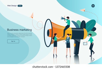 Modern flat design concept of marketing for banner and website, landing page template. Content advertising and business promotion on the Internet.Vector illustration.