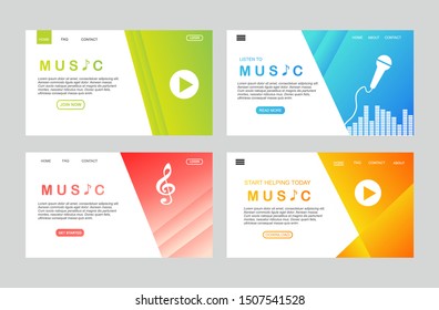 Modern flat design concept of music app for website and mobile website. Landing page template. Easy to edit and customize. Vector illustration