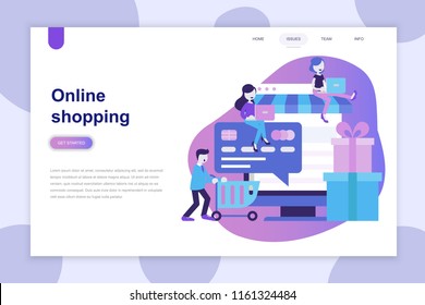 Modern flat design concept of Online Shopping for website and mobile website. Landing page template. Can use for web banner, infographics, hero images. Vector illustration.