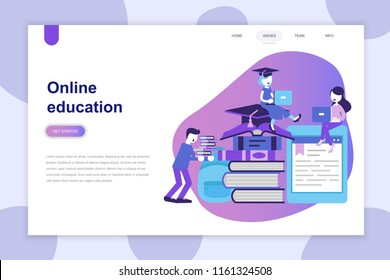 Modern flat design concept of Online Education for website and mobile website. Landing page template. Can use for web banner, infographics, hero images. Vector illustration.