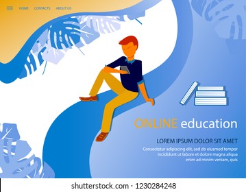 Modern flat design concept of Online Education for website and mobile website. Landing page template. Vector illustration