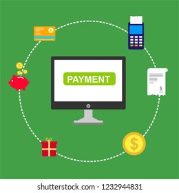 Modern flat design concept of Online Shopping for website and mobile website. Landing page template. Easy to edit and customize. Vector illustration