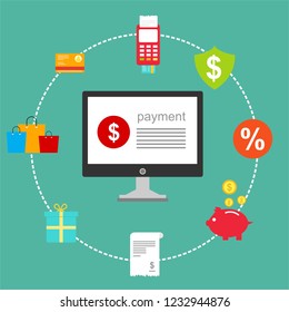 Modern flat design concept of Online Shopping for website and mobile website. Landing page template. Easy to edit and customize. Vector illustration