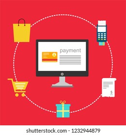 Modern flat design concept of Online Shopping for website and mobile website. Landing page template. Easy to edit and customize. Vector illustration