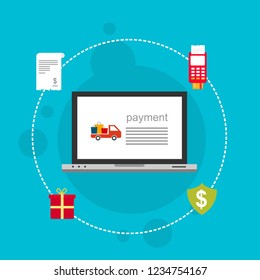 Modern flat design concept of Online Shopping for website and mobile website. Landing page template. Easy to edit and customize. Vector illustration