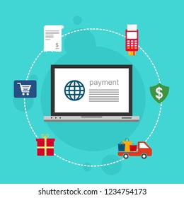 Modern flat design concept of Online Shopping for website and mobile website. Landing page template. Easy to edit and customize. Vector illustration